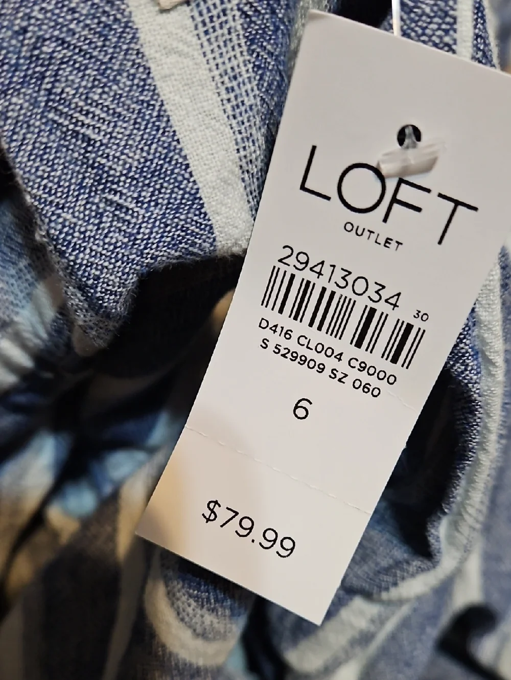 NWT Loft Blue and White Striped Sleeveless Linen Romper - Picture 7 of 7